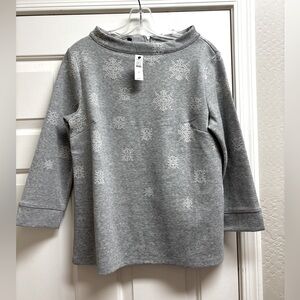NWT Talbots $70 snowflake gray knit top size M back zipper